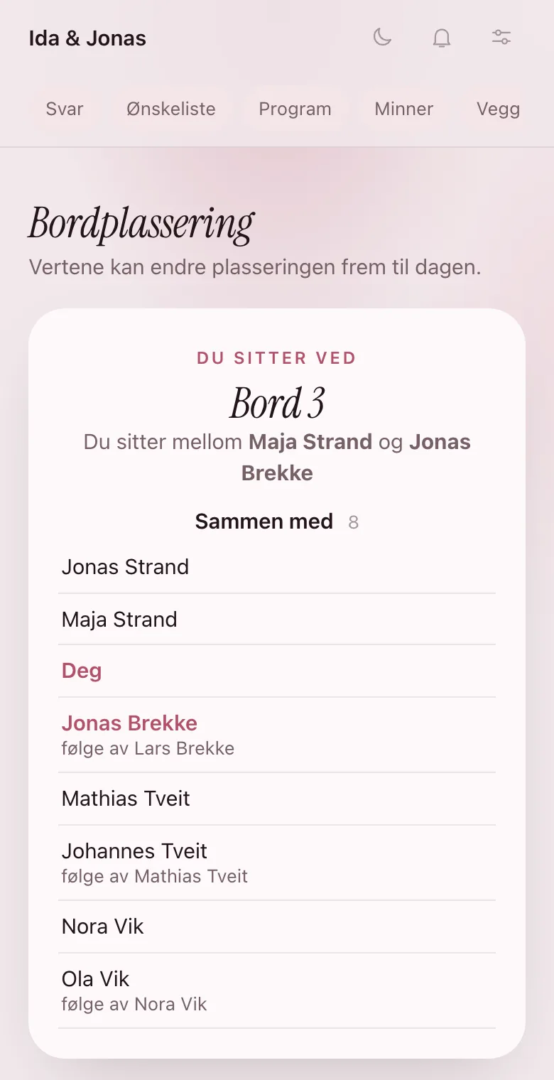 Finn plassen din på mobilen