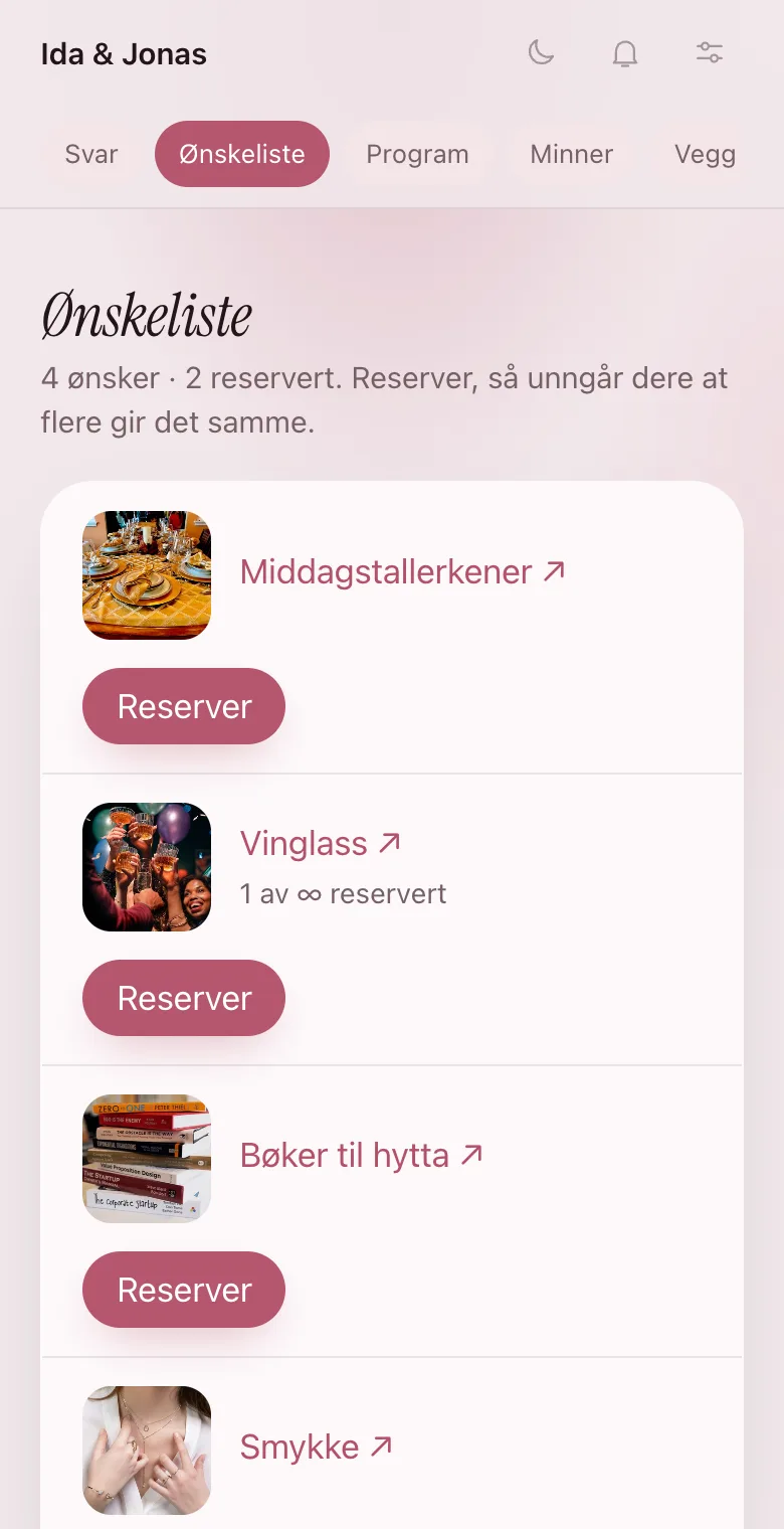 Ønskeliste på mobilen