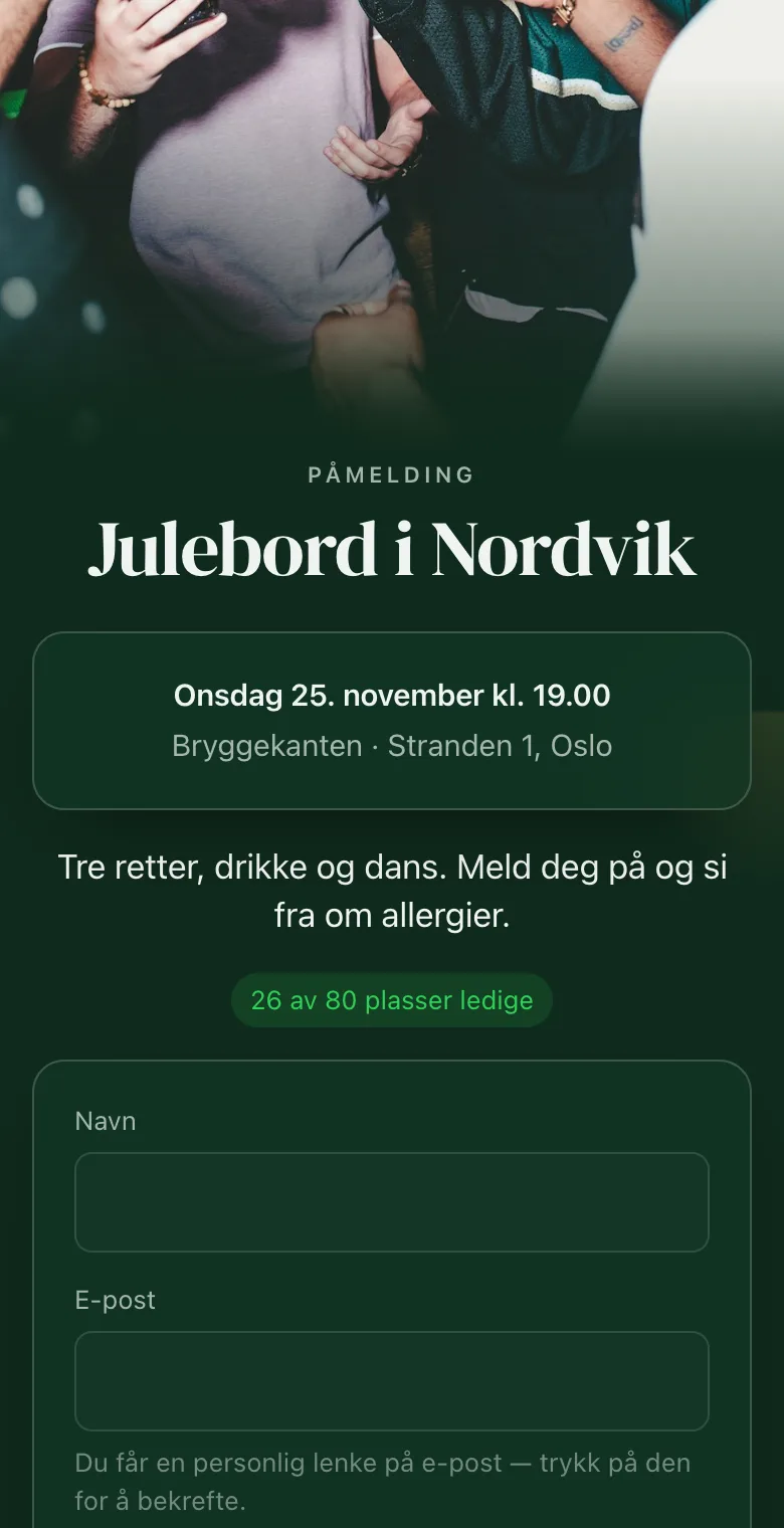 Påmelding og venteliste på mobilen